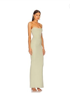 Revolve X Michael Costello Briggs strapless gown in Sage